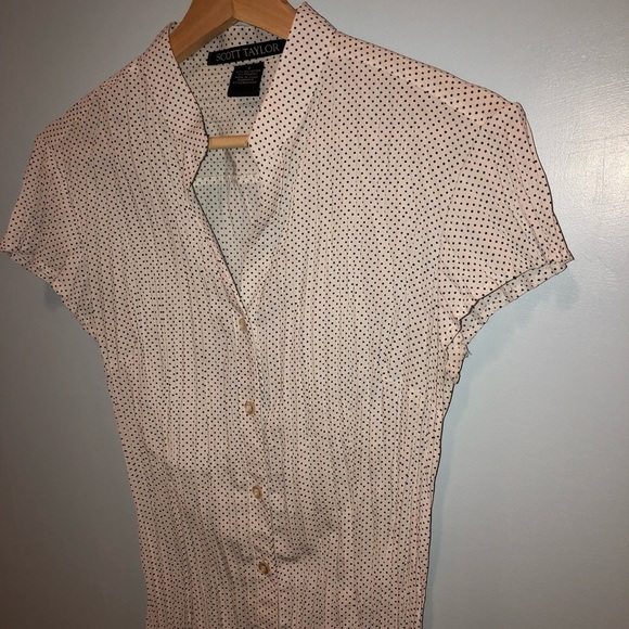 Scott Taylor size small black and white polka dot short sleeve button down shirt - Picture 6 of 9